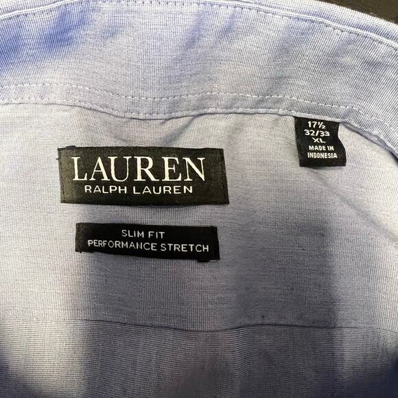 Ralph Lauren Blue Slim Fit Performance Stretch Blue Button Down Size XL - Picture 4 of 8